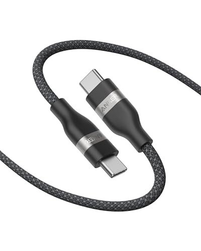 Anker Cabo USB C a USB C entrançado reciclado de 240 W, cabo de carregamento rápido com carregador de tipo C para iPhone 16/16 Pro/16 Plus/16 Pro Max, MacBook Pro, iPad Pro, iPad Air 4, Galaxy S23 (16
