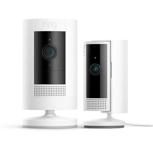 Ring Cámara exterior con batería (Stick Up Cam) + Cámara interior (Indoor Camera, 2.ª gen.) | Cámaras de vigilancia wifi con vídeo HD, comunicación bidireccional | 30 días gratis de Ring Home