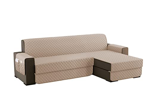 sevi's Capa para sofá Chaise Long 3 lugares impermeável, esquerdo/direito reversível, antiderrapante, protetor de sofá com bolsos, anti-riscos para animais de estimação, Oeko-Tex, lavável - caqui