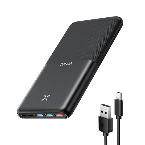 VRURC Power Bank 30000 mAh, bateria externa de carregamento rápido, PD3.0 & QC3.0 USB C carregador portátil compacto com 3 entrada e 3 saída compatível com iPhone Samsung Huawei etc