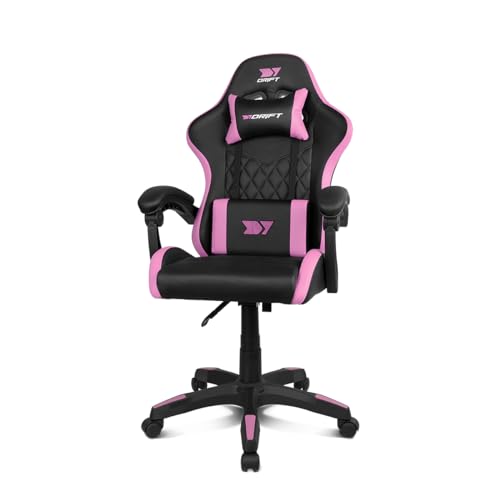DRIFT GAMING DR35 Cadeira Gaming ergonómica profissional com suporte lombar e apoio de braços 2D ajustáveis, reclinável a 135°, base robusta, rodas silenciosas, estofada em couro sintético, preto e