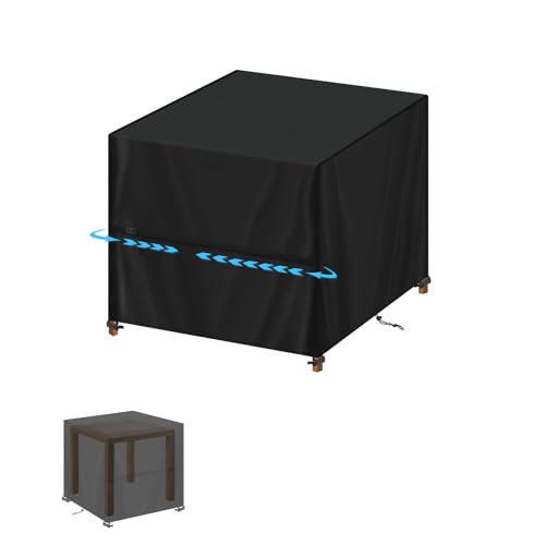 SIMPHAUS Capa mesa 80 x 80 x 80 cm, cobertura para móveis de jardim, impermeável, capa de mesa de jardim quadrada, mesa exterior pequeno anti-UV tecido Oxford 420D, protetor mesa terraço