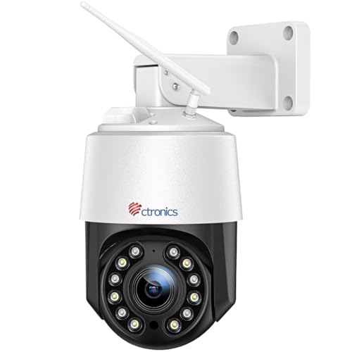 Ctronics 4K 8MP 5X Zoom ótico câmara vigilância Wi-Fi exterior, IP câmara de vigilância domicílio 2,4/5 GHz Detecção humana/veículo / animal seguimento automático 50 m visão noturna colorida metal