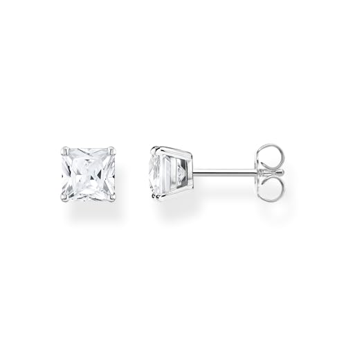Thomas Sabo Brincos de mulher de prata 925 com pedra colorida 32022505, 6 x 6 mm, prata de lei, zircônia cúbica 1, Prata esterlina, Zircônia cúbica 1