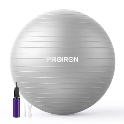 PROIRON, Bola de pilates, fitness, ioga, gravidez, desporto, futebol para exercícios, ginásio, 55/65/75 cm, anti-perfuração, inclui insuflador