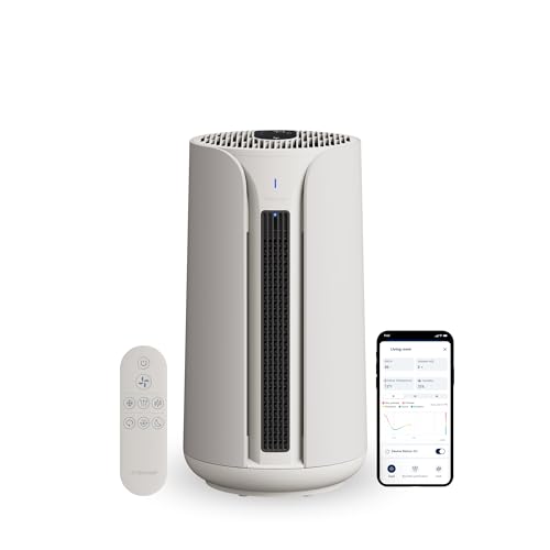 BLUEAIR Purificador de ar 3 em 1: refrigeração, aquecimento e limpeza. Purificador de ar silencioso HEPA para casa, animais de estimação, alergias, poeira, fumo e odores. Blueair ComfortPure T10i.