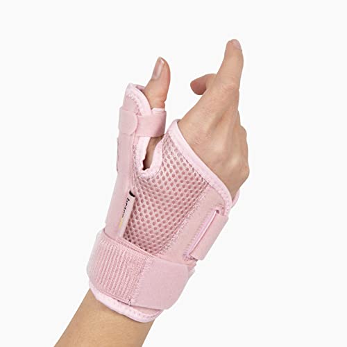 BraceUP Pulseira para polegar, tala de polegar para homens e mulheres, mão direita e esquerda, ponta dedo para artrite, tendinite, alívio da dor do túnel carpo (rosa)