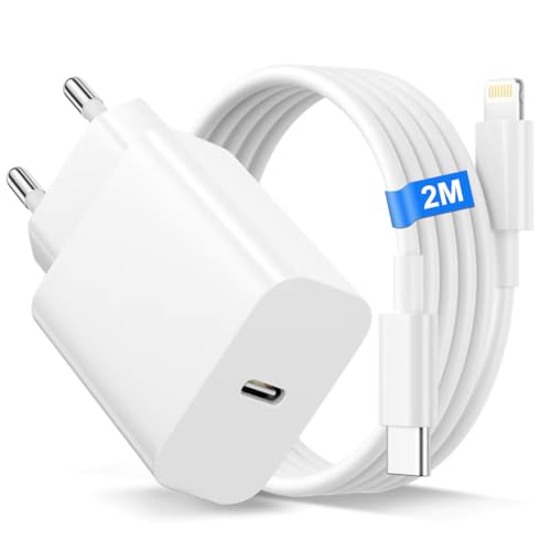 Carregador iPhone carregamento rápido para iPhone 14/14 Pro/14 Pro Max/14 Plus/13/12/11/SE/XR/XS/8/SE, 20W carregador USB C com cabo iPhone 2M, tipo C adaptador carregador rápido telefone tomada