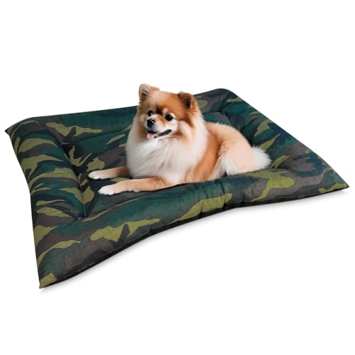 DUÉRMETE ONLINE - Cama reversível e lavável para cães, modelo woof, colchão confortável de tecido de camuflagem para transporte e casa, ideal para o descanso de animais de estimação, 50 x 70 cm