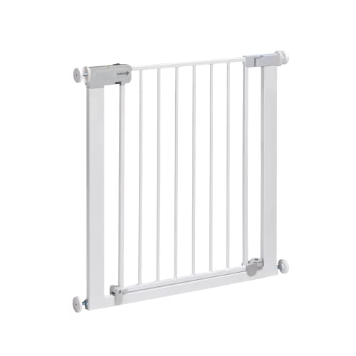 Safety 1st Easy Close Metal Barreira de segurança branca metálica para portas e escadas, porta de segurança de 80 cm até 136 cm com extensões, adequado para bebés, crianças e cães