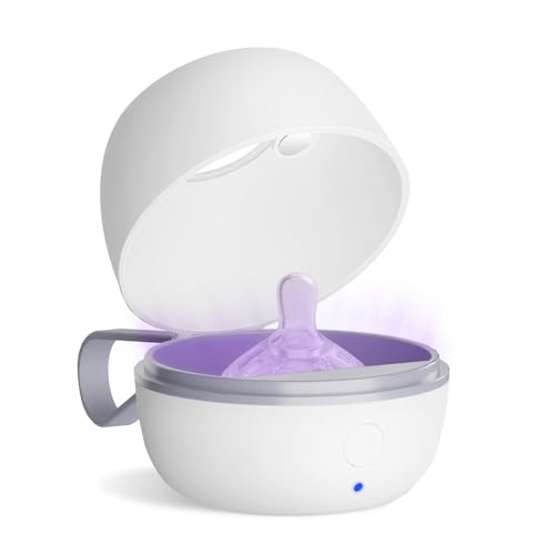 MOMMED Esterilizador portátil de chupetas, caixa de esterilização UV, esterilizador elétrico, esterilização de 99,99% em 3 minutos, bateria de 180 minutos de duração, recarregável tipo C