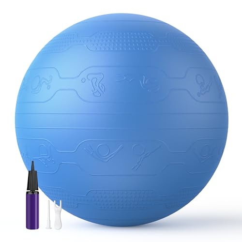 PROIRON, Bola de pilates, fitness, ioga, gravidez, desporto, futebol para exercícios, ginásio, 55/65/75 cm, anti-perfuração, inclui insuflador