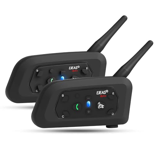 EJEAS V6 Pro BT Capacete de motocicleta Bluetooth 3.0 intercomunicador auricular 1200 m 2 pessoas Full Duplex Wireless Moto Interphone Connect até 6 pilotos (2 pacotes)