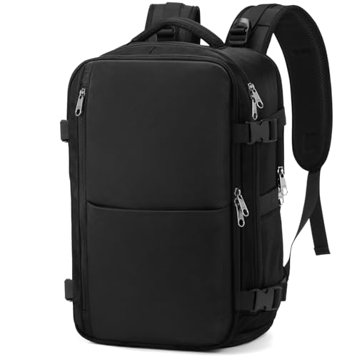 Ryanair - Mala de viagem para debaixo do assento de 40 x 20 x 25 polegadas, 13 bolsos, bolsa de mão com bolso separado para sapatos para mulheres e homens, 20 litros, Black, 40 x 20 x 25
