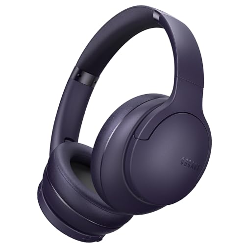 DOQAUS Auriculares sem fios Bluetooth 5.3, 90 horas de reprodução auriculares sem fios diadema com 3 modos EQ, HiFi estéreo, auriculares capacetes com microfone para telemóveis/TV/PC-UVA roxo