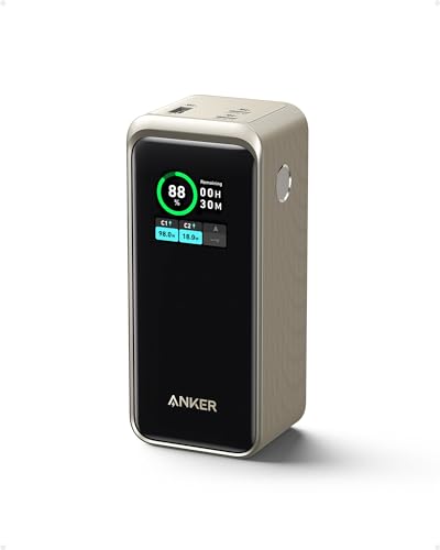 Anker Prime Power Bank, carregador portátil de 20 000 mAh com saída de 200 W, ecrã digital inteligente, 2 portas USB-C e 1 USB-A compatíveis com iPhone 14/13 Series, Samsung, MacBook, DELL e muito