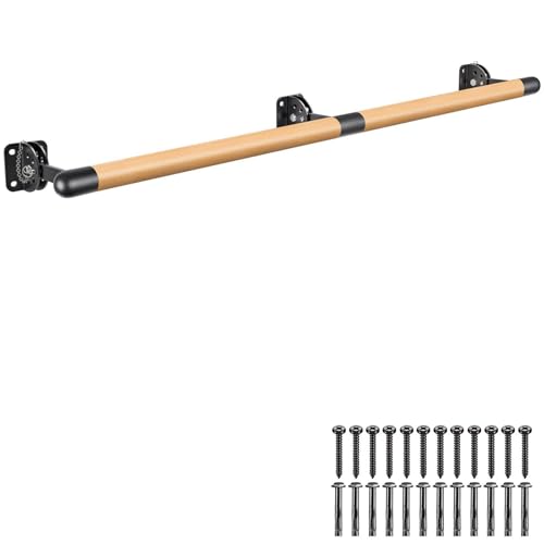 Dolibest Barra de balé de 1 a 3 m, barra de dança de madeira para montar na parede, equipamento de treino de barra para casa com suporte de metal para crianças e adultos, 4 cm de diâmetro