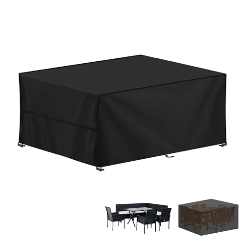 LAMUNI Capa de mesa de jardim, impermeável, 180 x 100 x 75 cm, capa para móveis de jardim, retangular, para móveis de jardim, 420D, tecido Oxford, cobertura de mesa exterior, capa protetora de mesa,