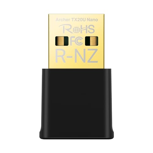 TP-Link Archer TX20U Nano Adaptador USB WiFi6, banda dupla AX1800, menor latência e rede mais segura, controlador pré-carregado, basta ligar e instalar, design nano, preto