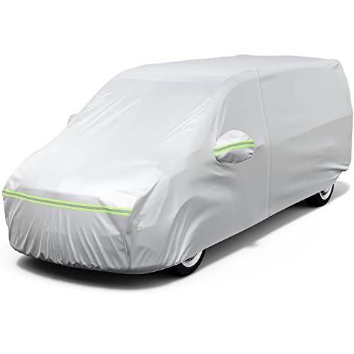 Favoto Capa de MPV impermeável com fecho de correr lateral, capa de carro exterior anti-UV respirável resistente ao pó chuva arranhões neve ao ar livre, 525 x 185 x 160 cm prata