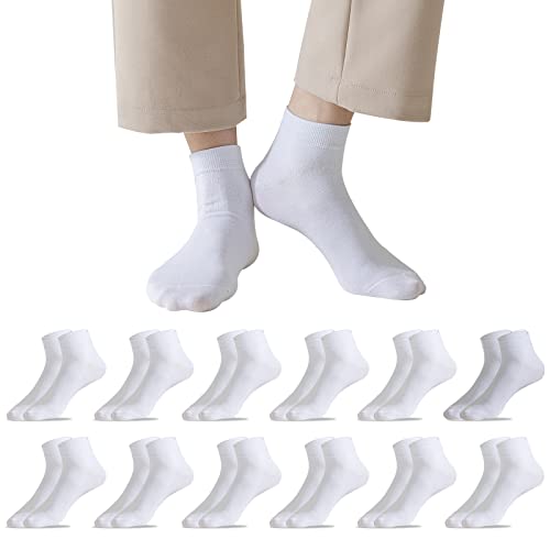 Caudblor 12 Pares Show meias de corte baixo de algodão para homens e mulheres, branco/cinza/preto
