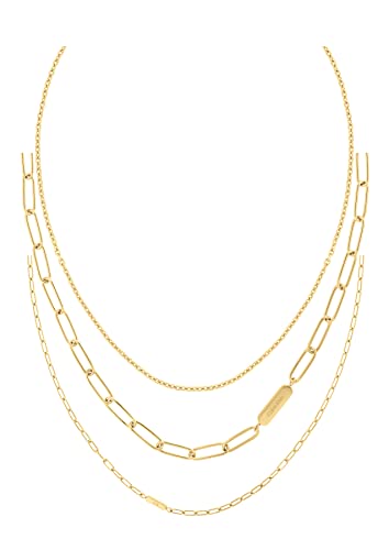 Calvin Klein Conjunto de 3 colares para mulher coleção GIFT SET em ouro amarelo - 35000433, Tamanho único, Aço inoxidável, Sem Pedra Preciosa