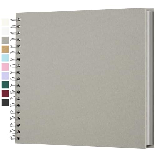 Yopih Álbum de fotos Scrapbooking DIY 25,5 x 25,5 cm papel Kraft rígido com 50 folhas, livro de recordações fotográficas, cinzento claro