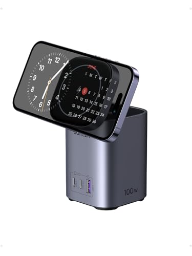 UGREEN Nexode Carregador USB C 100 W com carregamento sem fios Qi2 de 15 W, estação de Charge 4 em 1, com suporte indutivo compatível com MacBook Pro/Air, iPhone 16 Plus Pro Max, 15 14 13 12
