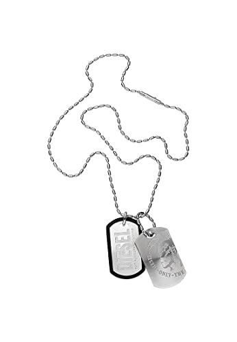 Diesel Collar para hombre de acero inoxidable con cierre de langosta y placa de identificación