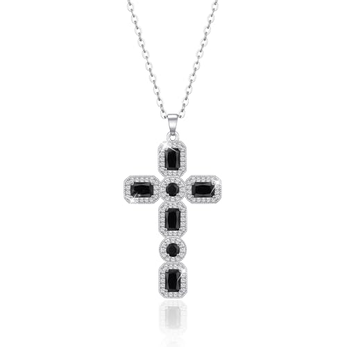 Linawe Colar de corrente cruzada para mulher, pingente de corrente de cristal com pedra natal de diamante simulado, joalharia de moda disponível em ouro, prata e ouro rosa