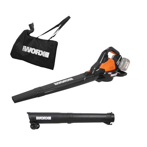 WORX Aspirador de folhas 40 V máximo 2 x 20 V | WG583E.9 | PowerShare | Sem bateria nem carregador, 2 em 1, para apanhar e aspirar, bolsa de 35 l, inclui bicos, leve