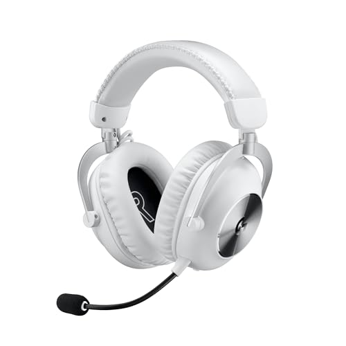 Logitech G PRO X 2 LIGHTSPEED Auriculares sem fios, microfone braço desmontável, transdutores de grafeno de 50 mm, DTS: X 2.0-7.1 surround, Bluetooth/USB/3,5 mm, PC, PS4, PS5, Nintendo Switch, branco