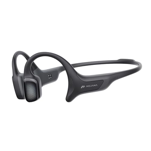 mojawa HaptiFit Terra Wearable desportivo inteligente, auriculares de condução óssea Bluetooth com microfone e MP3 de 32 GB, impermeáveis sem fios para exercício, natação e corrida, preto
