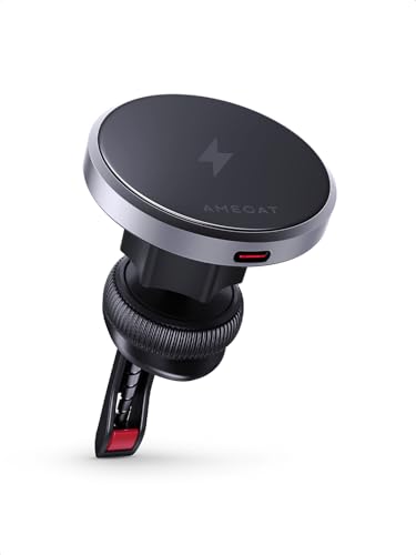 AMEGAT Suporte magnético para carro, certificado Qi2 de 15 W, carregador de carro ultra-rápido, compatível com carregadores magnéticos, suporte de telefone para saída de ar