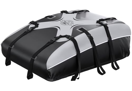 Sailnovo Baú de teto dobrável 20 pés cúbicos porta-bagagens impermeável aprimorado, adequado para carros sem porta-bagagens com tapete antiderrapante (cinzento - preto)