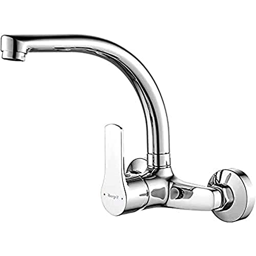 Ibergrif M16357 Star Torneira de parede para cozinha, torneira para lava-loiça com um só manipulo, crómio, prata