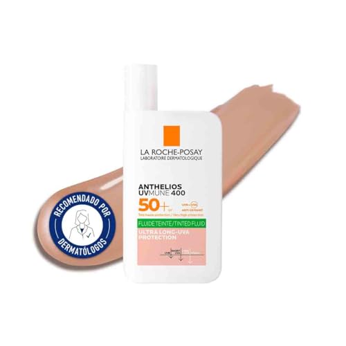 La Roche Posay Protector Solar, SPF50+, Previene el Estrés Oxidativo, Resistente al Agua, Sudor y Arena, Fórmula con Mexoryl 400, Fluido Invisible, Anthelios UV-MUNE 400, 50 ml