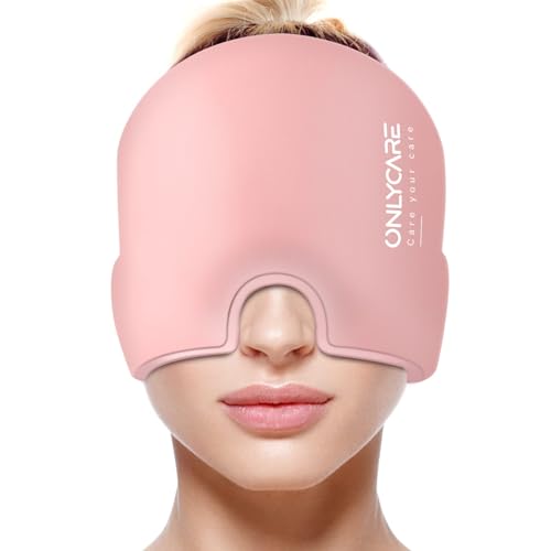 ONLYCARE Gorro de enxa, melhorado anti-enxa fria sem sabor, gel de embrulho de 360°, para aliviar a enxa, sinusite, stress e dores de cabeça frontais