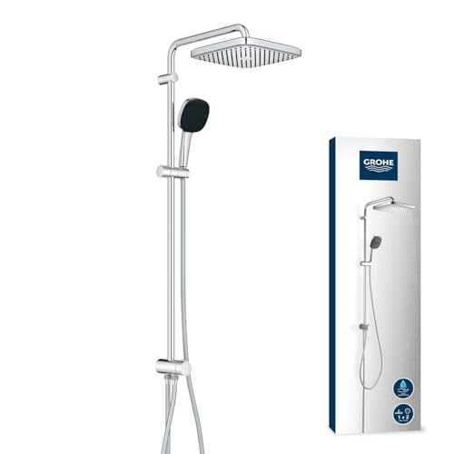 GROHE Sistema de chuveiro Vitalio Comfort 250 Flex com desviador (economia de água, 2 tipos de jato, instalação flexível, durável), quadrado, crómio, 26986001