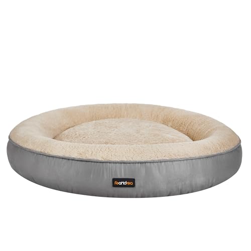 Feandrea Cesta de cães redonda, cama redonda, diâmetro 80 cm, 80 x 80 x 18 cm (L x An x Al), cinzento claro PGW080G01