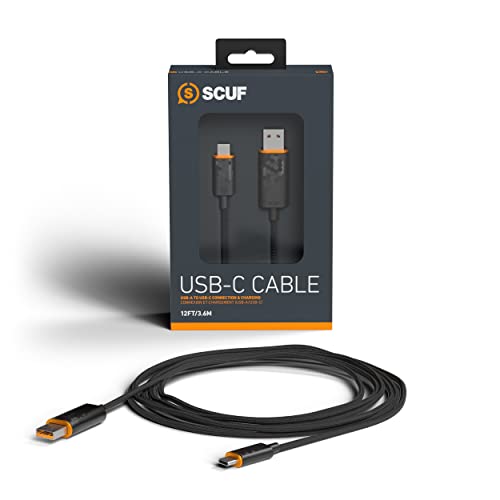 Scuf Cabo USB-C entrançado conexão e carregamento USB tipo C de 2 metros para comandos de Xbox, comandos PS5 e smartphones - preto