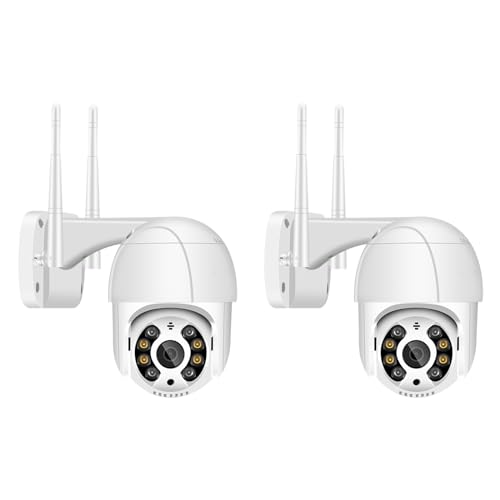 Anksono 1080P Câmara de vigilância WiFi exterior, câmara IP vigilância doméstica com visão noturna colorida, deteção de movimento, áudio bidirecional, gravação contínua 24/7, IP66 (2 pacotes)