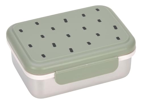 LÄSSIG Lancheira infantil em aço inoxidável lancheira de pequeno-almoço sustentável para o jardim de infância/Lunchbox Happy prints light olive