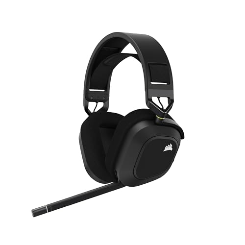 Corsair HS80 RGB WIRELESS Auriculares sem fios para jogos multiplataforma RGB - Dolby Atmos - microfone omnidirecional - compatível com iCUE - PC, Mac, PS5, PS4 - carbono