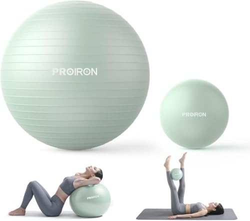 PROIRON, Bola de pilates, fitness, ioga, gravidez, desporto, futebol para exercícios, ginásio, 55/65/75 cm, anti-perfuração, inclui insuflador
