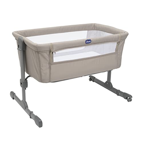 Chicco Next2Me Berço essencial para recém-nascido, sustentável, compatível com camas diferentes, altura ajustável, inclinável, boa circulação de ar, colchão e bolsa incluídas, cor: Dune Re_lux