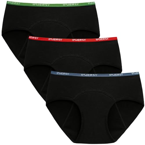 INNERSY Cuecas menstruais para menina roupa interior proteção algodão cuecas régua 8-16 anos pack de 3