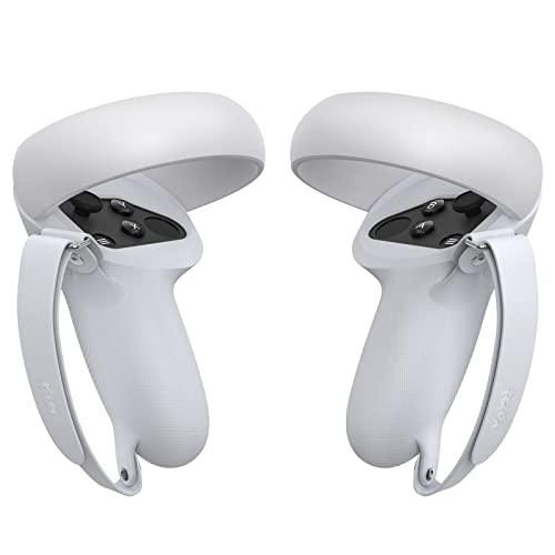 KIWI design [Versão Pro] Controlador Grips Cover acessórios compatível com Oculus Quest 2 com alça de mão ajustável (cinzento claro, 1 par) [videogame]
