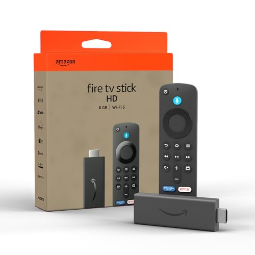 Amazon Fire TV Stick HD (Última generación), con TV en directo gratuita, mando por voz Alexa, controles de Hogar digital y reproducción en streaming HD