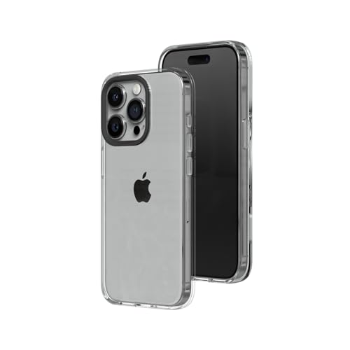 RhinoShield Capa Crystal Clear compatível com [iPhone 15 Pro] | Resistência avançada ao amarelecimento, alta transparência, capa para telemóvel personalizável de alta proteção - preto